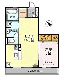 エーデルハイム東香園 3階1LDKの間取り