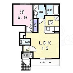 グリーン ヒル2 1階1LDKの間取り