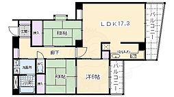 インペリアルパレスリバーサイド 6階3LDKの間取り