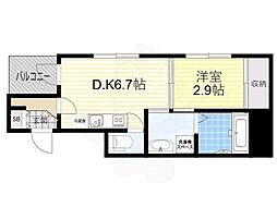 三永レジデンス京都 3階1DKの間取り
