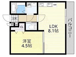 (仮称)桃山水野左近西町新築アパート 3階1LDKの間取り