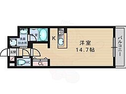 ルミナス都 1階ワンルームの間取り