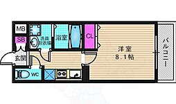 アドバンス京都アリビオ 3階1Kの間取り