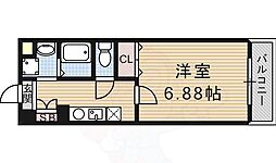 K-WEST 2階1Kの間取り