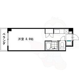 ラ・タミデンス 2階1Kの間取り