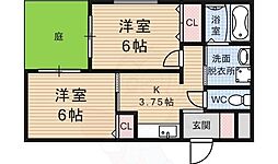 フォレスタ伏見 1階2Kの間取り