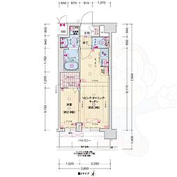 ソルテラス京都JUJO薫 3階1LDKの間取り