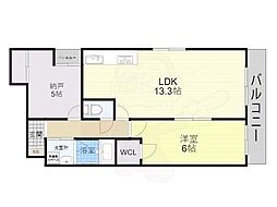 サクシード伏見車町2nd 4階2LDKの間取り