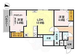 JR東海道・山陽本線 向日町駅 徒歩16分の賃貸アパート 3階2LDKの間取り