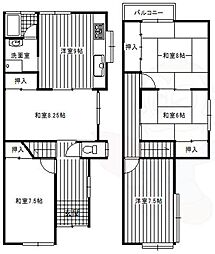 京阪本線 淀駅 徒歩12分の賃貸一戸建て 1階5DKの間取り