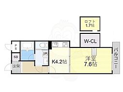 ウイングヒルズ京都南 5階1DKの間取り