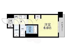 プラシード京都 8階1Kの間取り