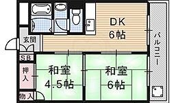 桃山グランドハイツ 2DKの間取図画像