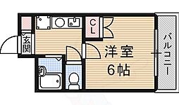 エステート中書島 1Kの間取図画像