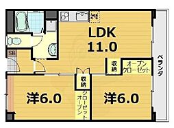 京都市向島市営住宅第九街区9-1棟 2LDKの間取図画像