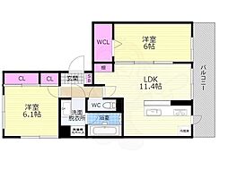 シャルールプラス2 2LDKの間取図画像