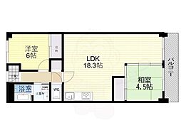 桂川ハイツ2号館 2LDKの間取図画像