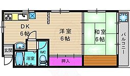 サンパール 2DKの間取図画像