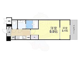 ソルテラス京都洛南 1DKの間取図画像