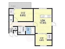 PremierMarsei寺内町 2LDKの間取図画像