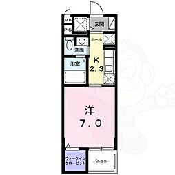 カルムアビタシオン宇治伊勢田 1Kの間取図画像