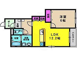 コスモス 1LDKの間取図画像