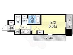 プラシード京都 1Kの間取図画像