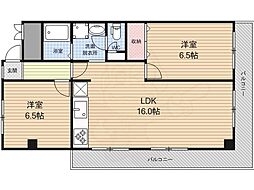 伏水ハイツ 2LDKの間取図画像