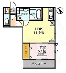 エトワール平安 1LDKの間取図画像