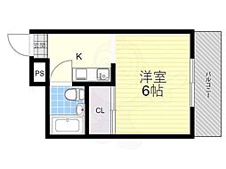 パレス桃山 1Kの間取図画像