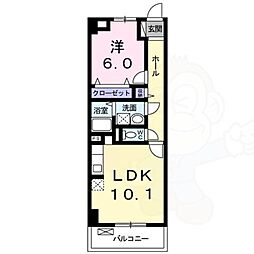 ヴェルデストーリァ2 1LDKの間取図画像