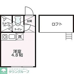 メゾンパル鶴見市場 2階ワンルームの間取り