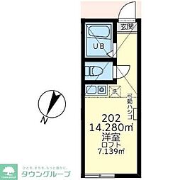 ユナイト新子安ジャスティンポット 2階ワンルームの間取り