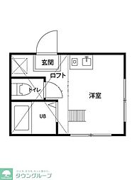 エナコート尻手 1階ワンルームの間取り