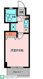 プライムアーバン鶴見寺谷 4階1Kの間取り