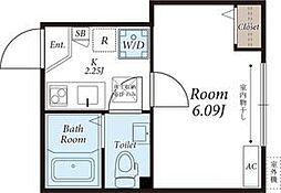DEN鋼管通 1階1Kの間取り