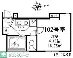 クラシェア鶴見 1階1Kの間取り