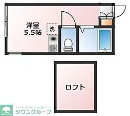アンフィニ鶴見市場 2階ワンルームの間取り