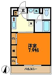 リブリ・樹 1階1Kの間取り