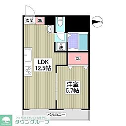 アレグレットフレール 4階1Kの間取り