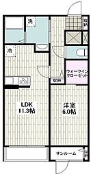 Ｔ’ｓ　ｇａｒｄｅｎ川崎大師II 2階1LDKの間取り