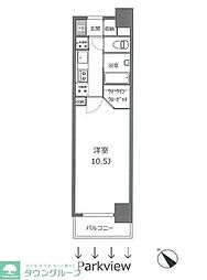 ラメール横浜 4階1Kの間取り