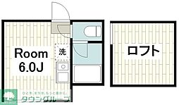 ユナイト塩浜ウィンダミア ワンルームの間取図画像