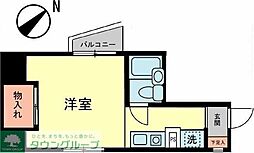 生麦栗山ハイツ ワンルームの間取図画像