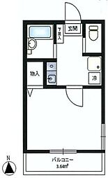 プロムナード生麦B 1Kの間取図画像