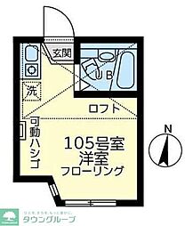 ユナイトKOKANエルリンガー ワンルームの間取図画像