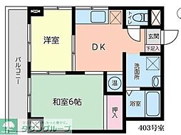 中司ビル 2DKの間取図画像