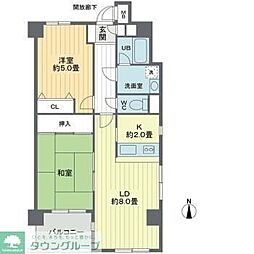 リバーサイド2 2LDKの間取図画像
