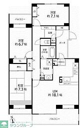 T`sgarden西寺尾B 3LDKの間取図画像