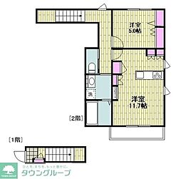 リアンドール 1LDKの間取図画像